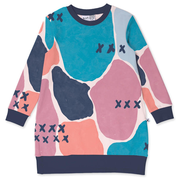 Minti - Watercolour Furry Dress/Multi Colour