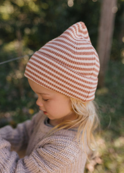 Acorn - Berlin Merino Beanie / Biscuit and Cream Stripe