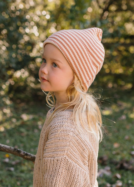 Acorn - Berlin Merino Beanie / Biscuit and Cream Stripe