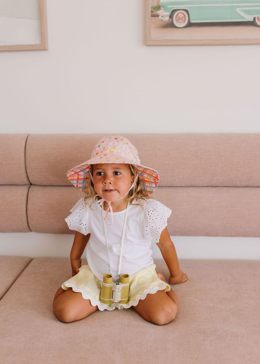 Acorn - Reversible Wide Brim Sunhat / Floating Hearts