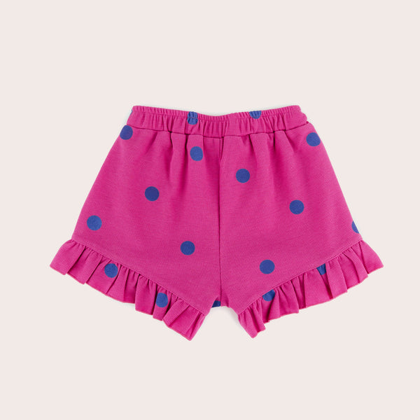 olive + the captain - Fuschia spots waffle frill carla shorts