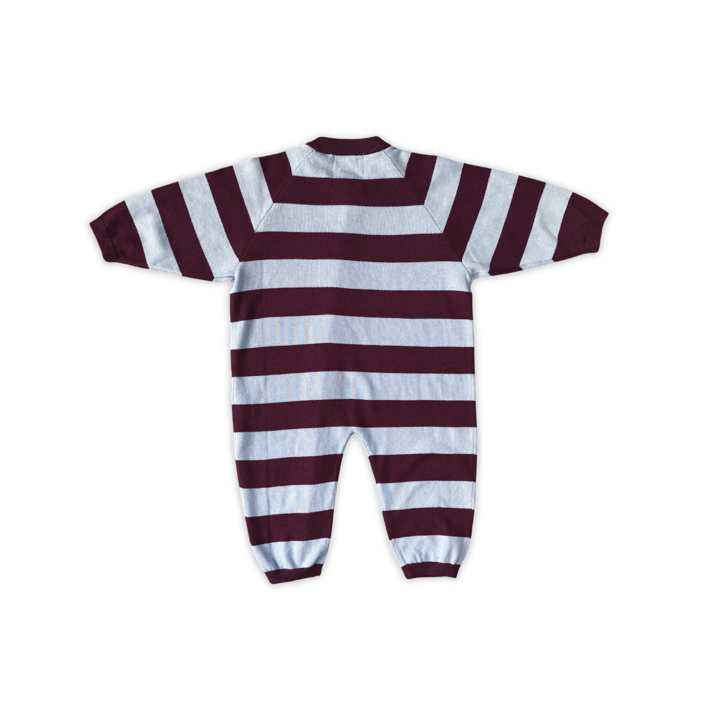 Grown Clothing - Organic Stripe Zipper Knit Starsuit / Plum & Haze
