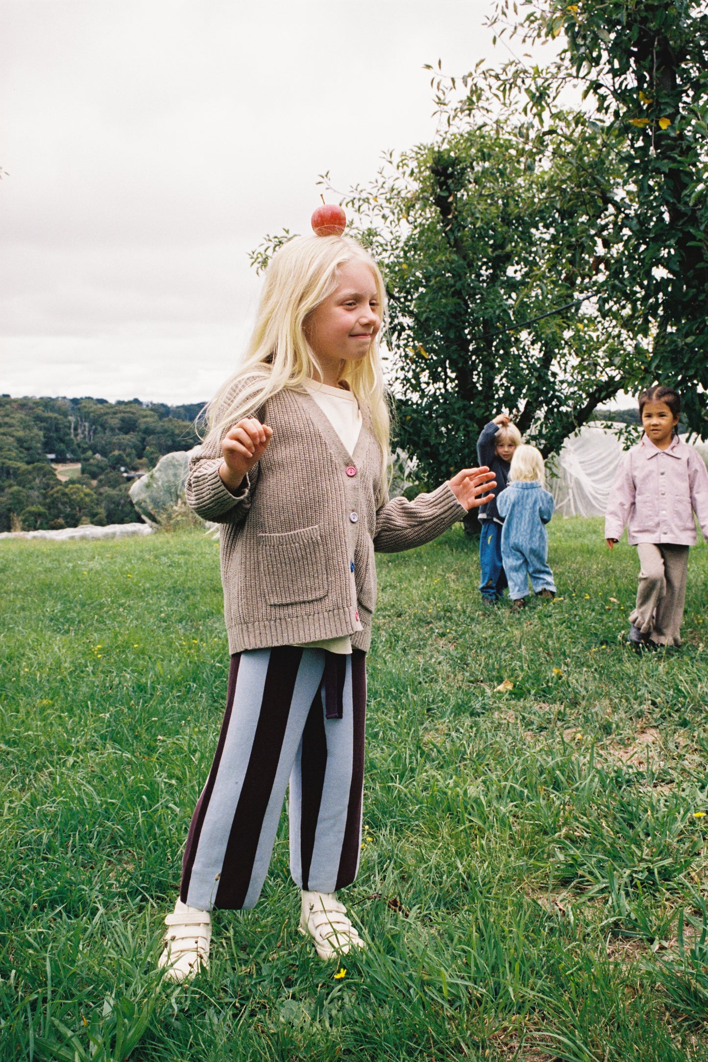 Grown Clothing - Organic Striped Knit Pants / Plum & Haze