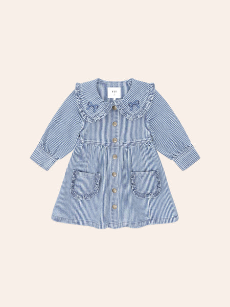 Huxbaby - Vintage Bow Collar Denim Dress