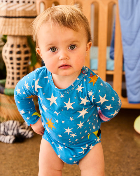 Kip & Co - Organic Long Sleeve Romper / Stars And Moon