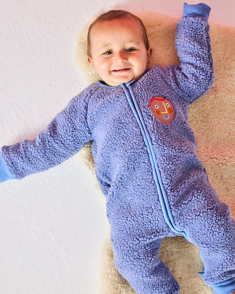 Kip & Co - Sherpa Long Sleeve Zip Romper / Blue Sprinkle
