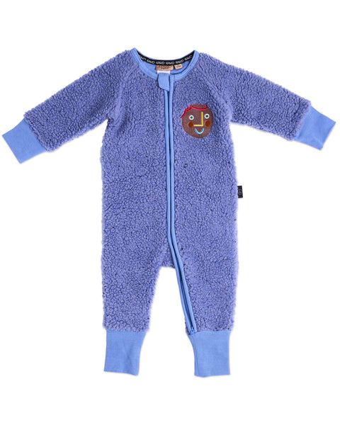 Kip & Co - Sherpa Long Sleeve Zip Romper / Blue Sprinkle