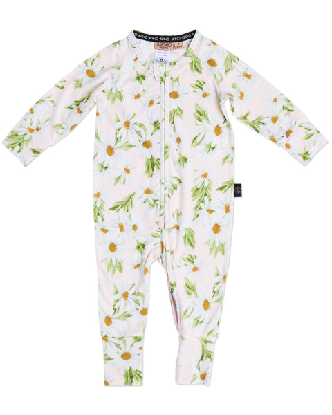 Kip & Co - Organic Long Sleeve ZIP Romper / Sweet Daisy