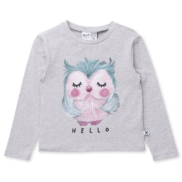 Minti - Painted Owl Tee / Grey Marle