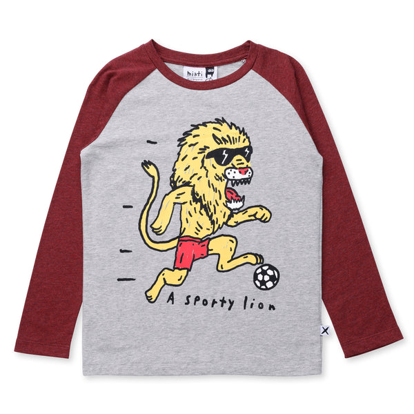Minti - A Sporty Lion Tee / Grey + Red Marle