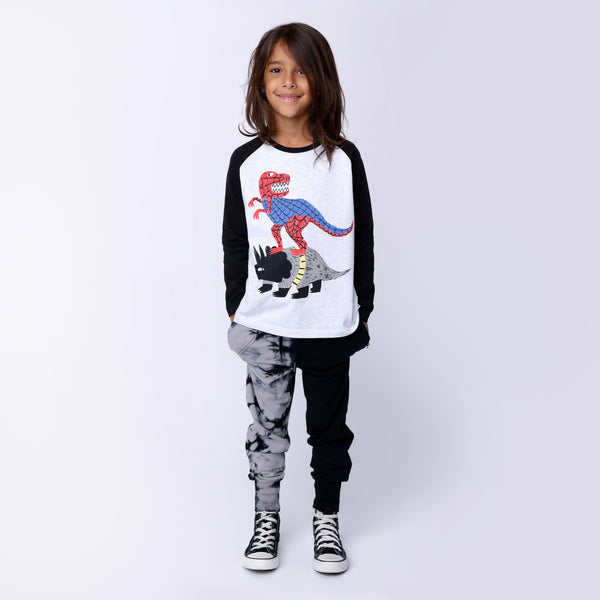 Minti - Super Dinos Tee / White Marle + Black