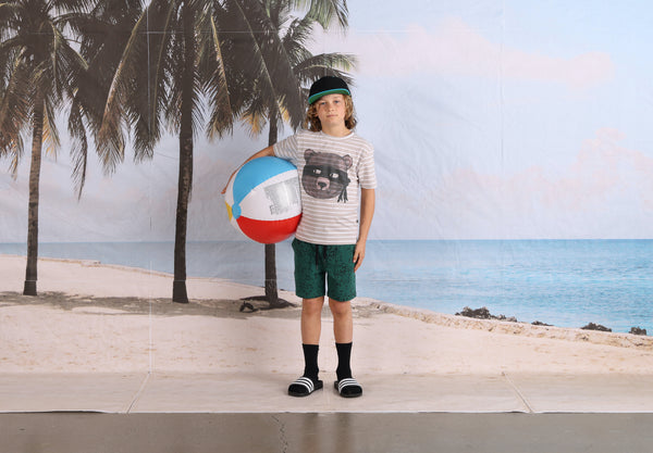 Minti - Bear In Disguise Tee / Slate + White Stripe