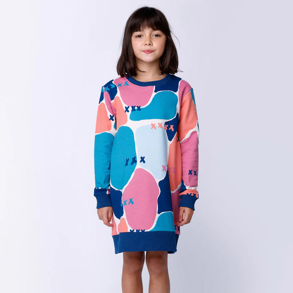 Minti - Watercolour Furry Dress/Multi Colour