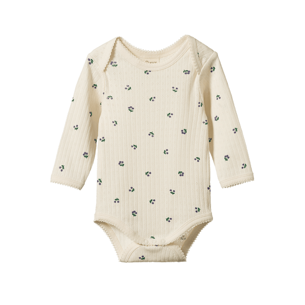 Nature Baby - Long Sleeve Bodysuit Pointelle / Winter Berry Print