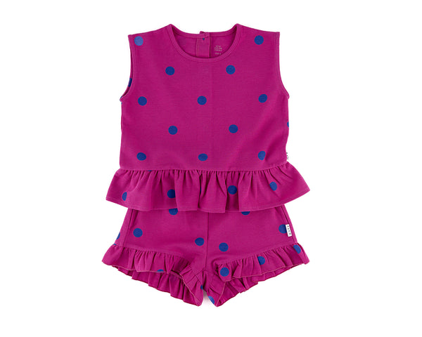 olive + the captain - Fuschia spots waffle frill carla shorts