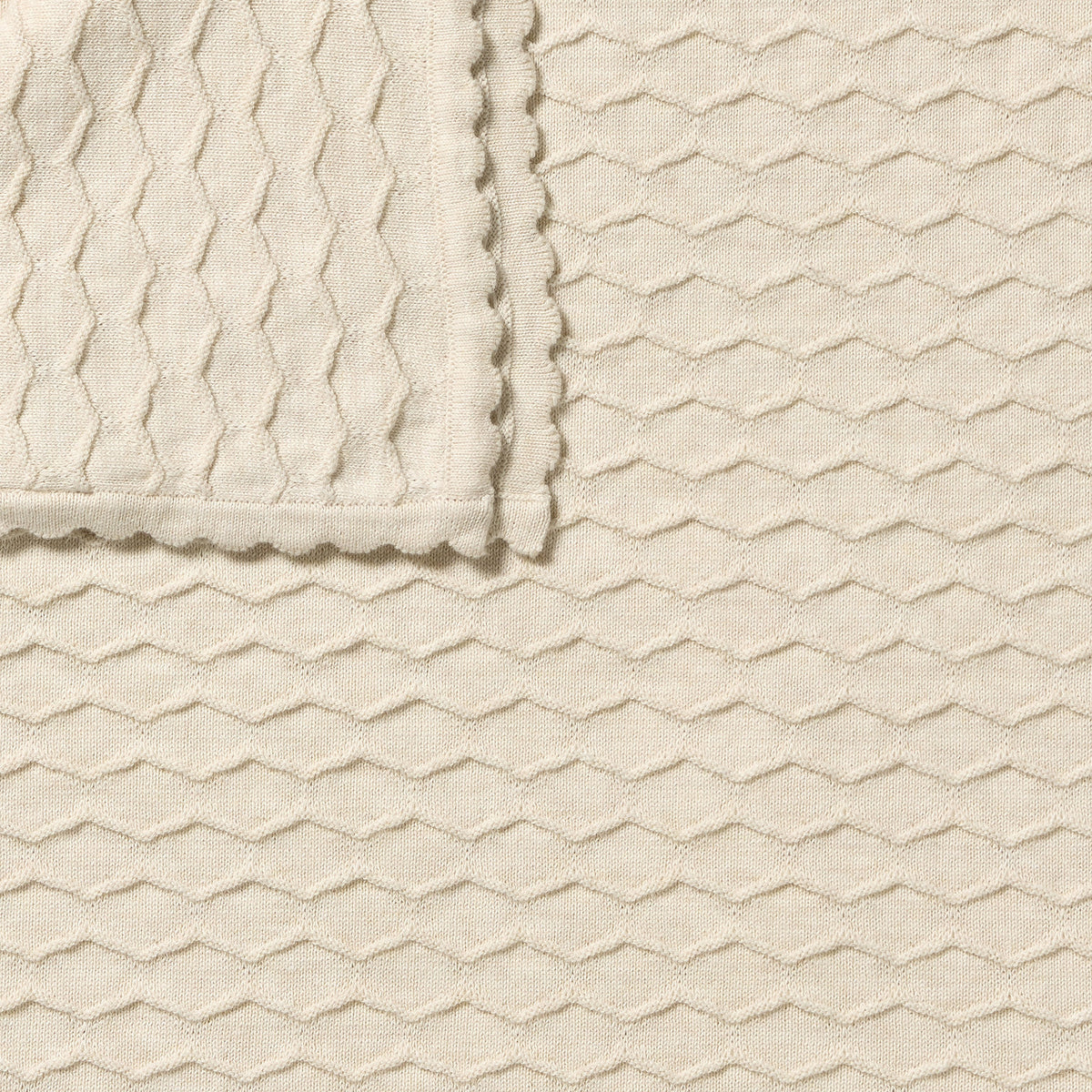 Wilson + Frenchy - Organic Knitted Chevron Blanket / Milk Cloud