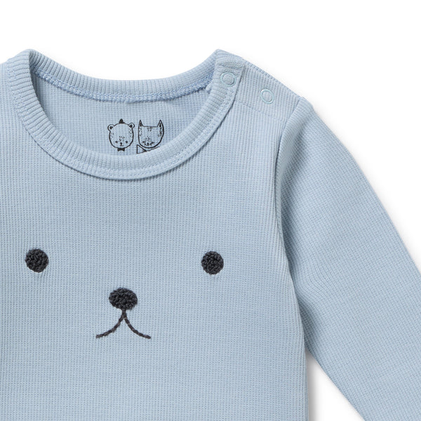 Wilson + Frenchy - Organic Rib Long Sleeved Bodysuit / Storm Blue