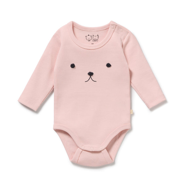 Wilson + Frenchy - Organic Rib Long Sleeved Bodysuit / Strawberry Cream