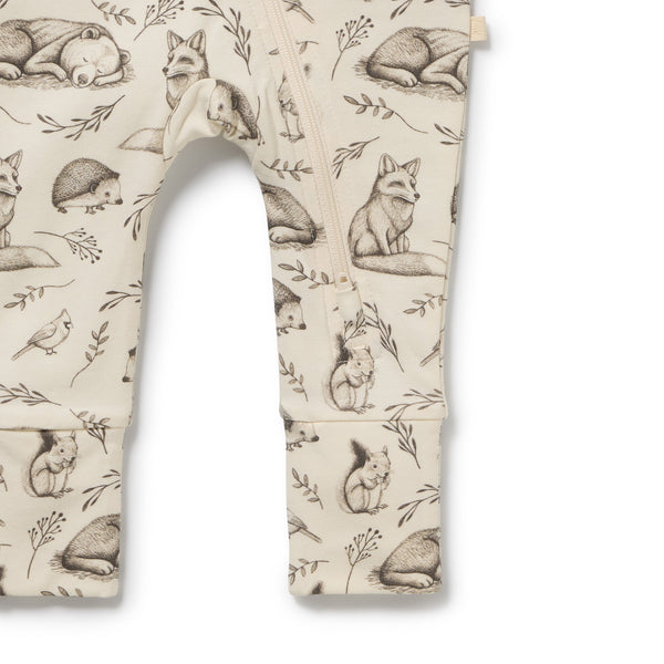 Wilson + Frenchy - Organic Zipsuit with Feet / Foxglove Forest