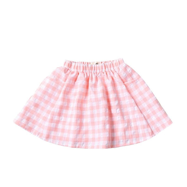 Ponchik Babies + Kids - Full Skirt with Wide Elastic Waist Band / Baby Pink Gingham
