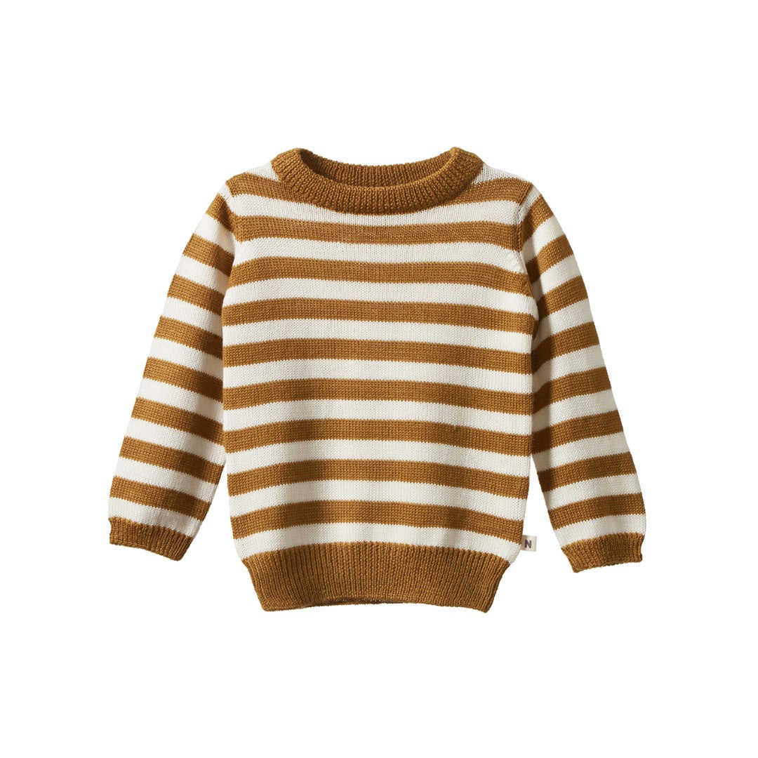 Nature Baby - Merino Knit Pullover / Toffee Bold Stripe