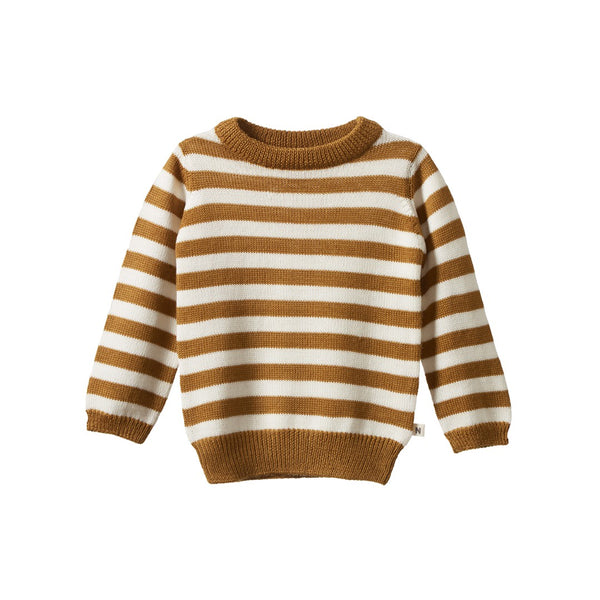 Nature Baby - Merino Knit Pullover / Toffee Bold Stripe