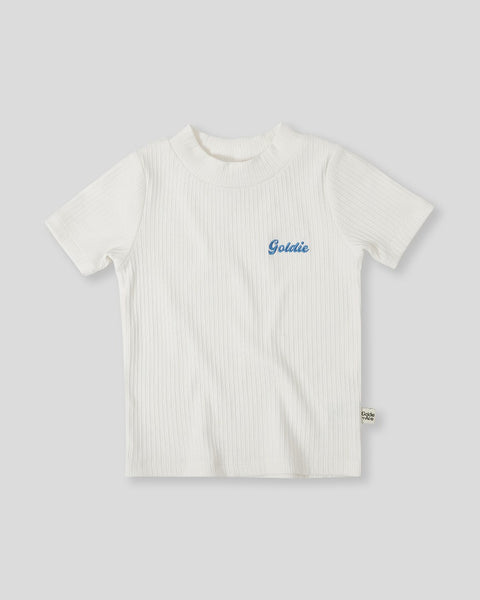 Goldie & Ace - Embroidered Rib T-Shirt / White