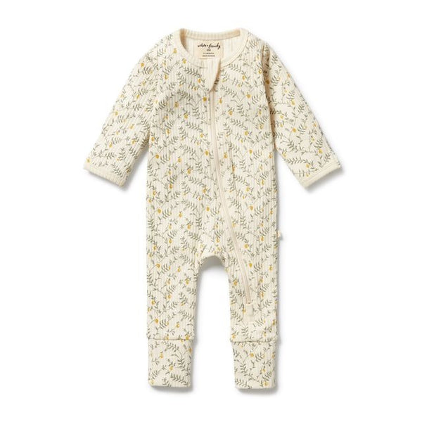 Wilson + Frenchy - Organic Zipsuit with Feet / Lemon Leaf