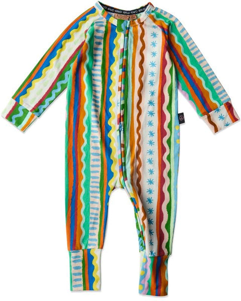 Kip & Co - Organic Long Sleeve Zip Romper / Beach Patterns