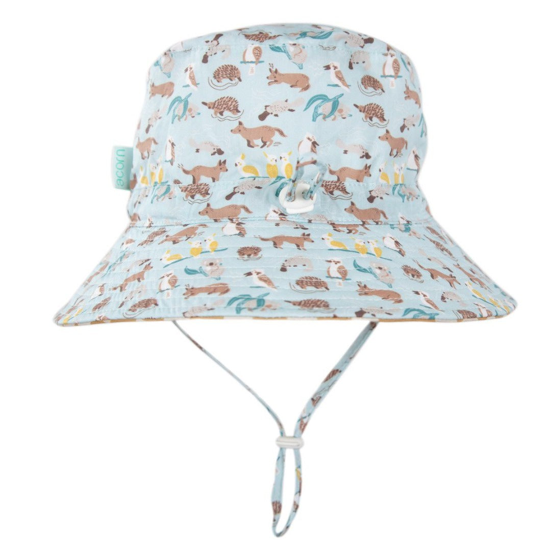 Acorn - Wide Brim Bucket Hat / Aussie Bush Friends