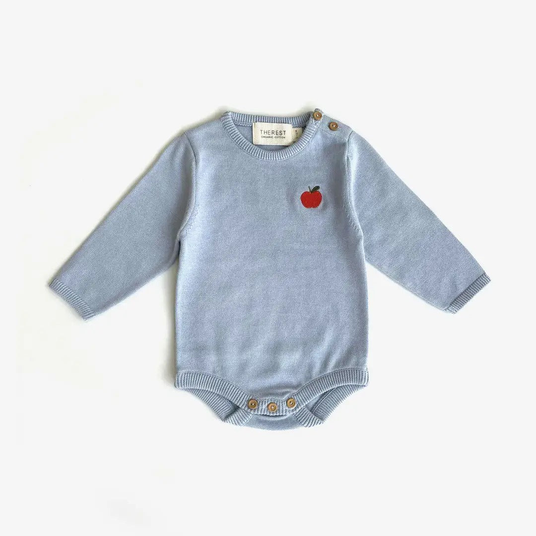 The Rest - Knit Bodysuit / Sky Blue with Apple