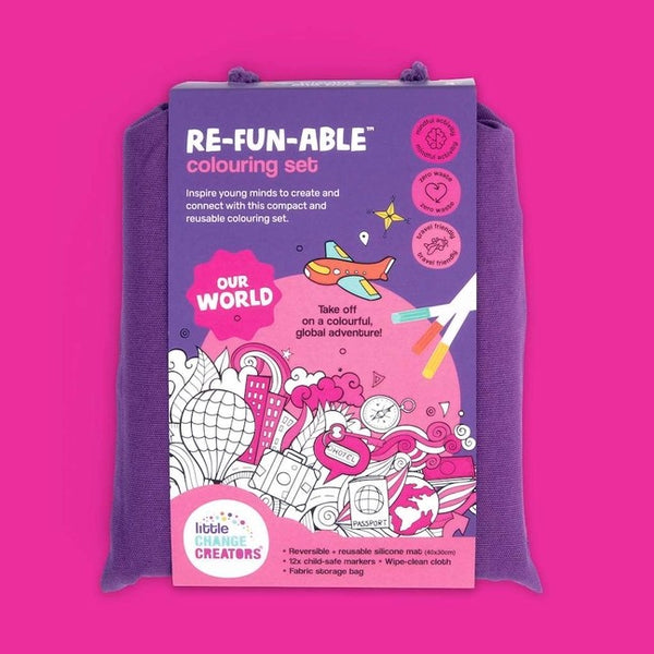 Little Change Creators - Re-Fun-Able Colour-in Placemat For Kids / Our World