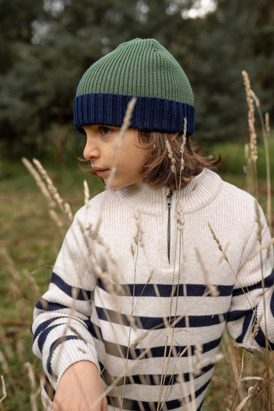 Acorn - River Merino Beanie / Blue and Green