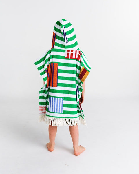 Kip & Co - Stripe On Stripe Printed Kids Terry Poncho