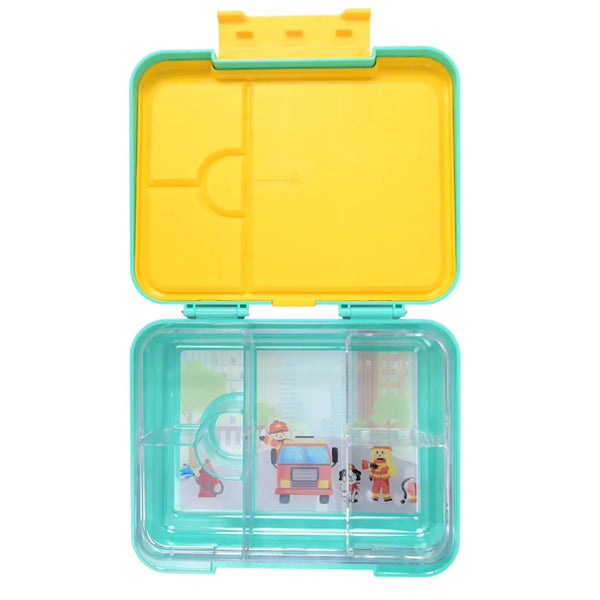 Mum Made Yum - Bento Lunchbox (Large) / Teal Fire Truck