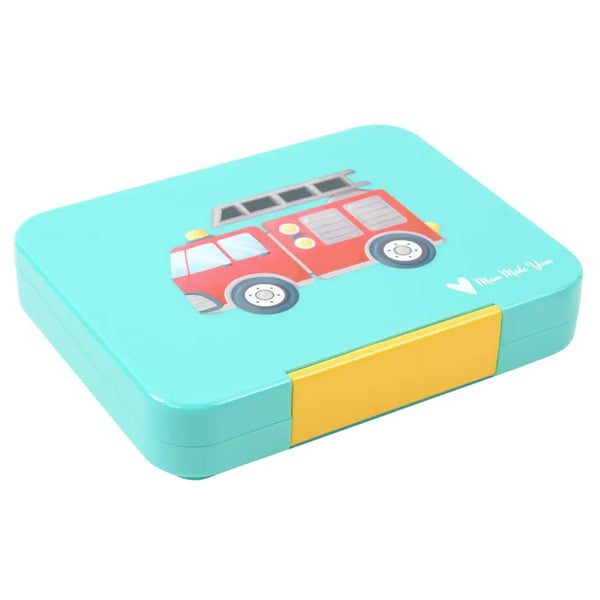 Mum Made Yum - Bento Lunchbox (Large) / Teal Fire Truck