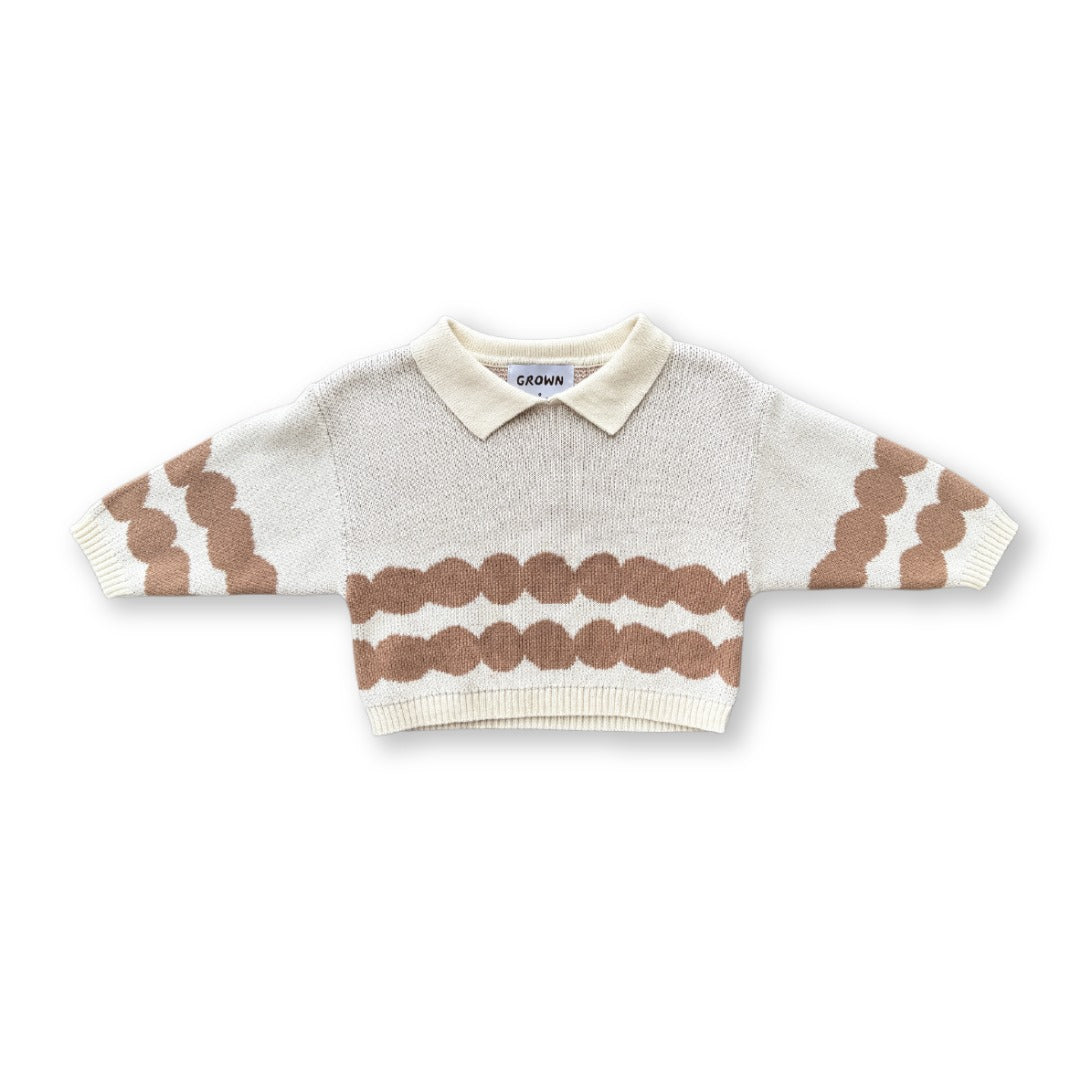 Grown Clothing - Pebble Collar Pull Over / Milk & Clay