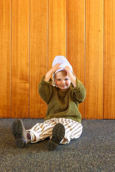 Grown Clothing - Organic Striped Pixie Beanie / Lilac Ice