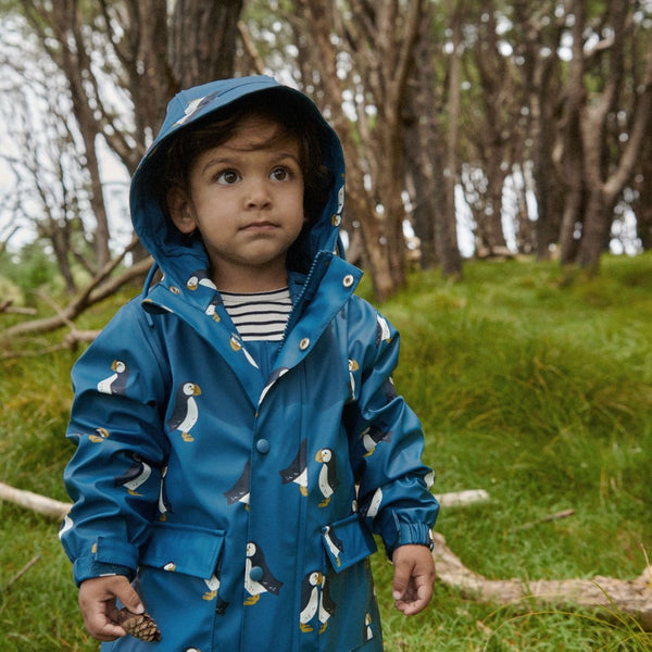 Nature Baby - Raincoat / Puffin Teal Print