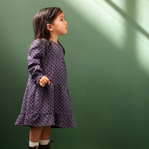 Nature Baby - Elliot Dress / Violet Polka Dot Print
