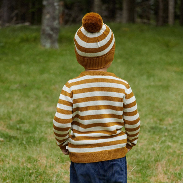 Nature Baby - Merino Knit Pullover / Toffee Bold Stripe