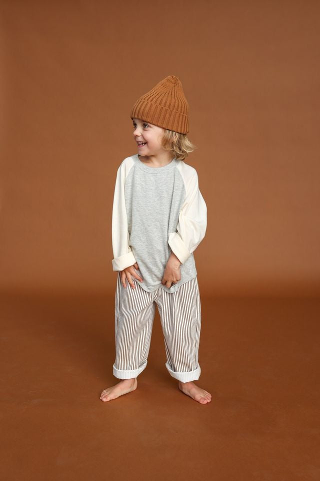 Grown Clothing - Raglan Long Sleeve Tee - Grey Marle