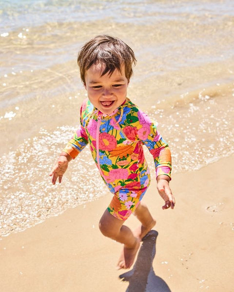 Kip & Co - Baby Long Sleeve Zip Bathers / Follow The Sun Yellow