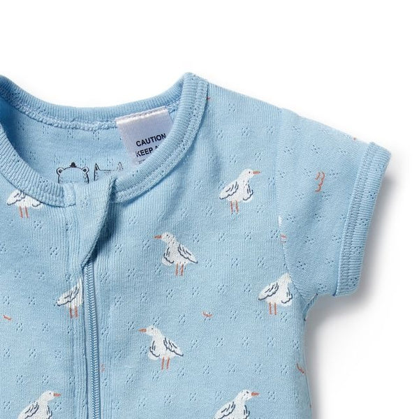 Wilson + Frenchy - Organic Pointelle Boyleg Zipsuit / Sunny Seagulls