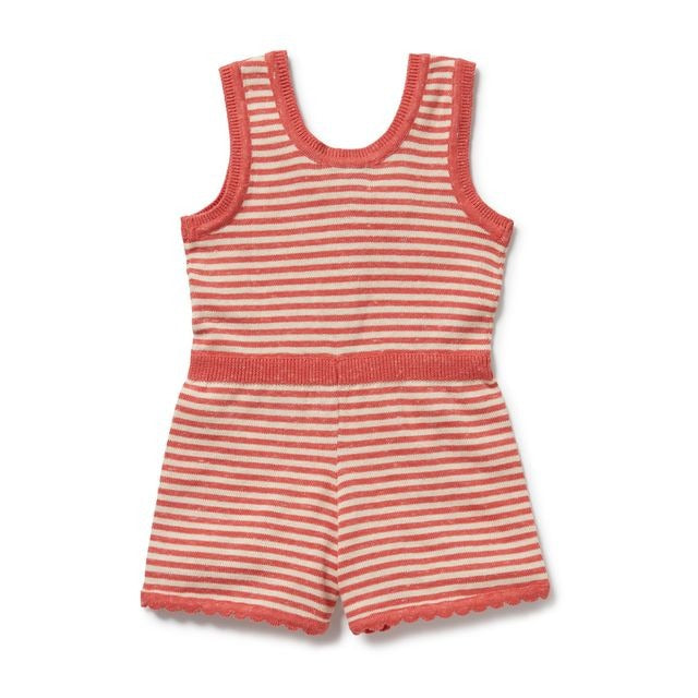 Wilson + Frenchy - Organic Knitted Stripe Playsuit / Strawberry Swirl