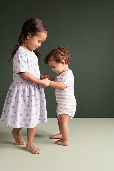 Nature Baby - Saturday Dress / Ribbons Zen Blue Print