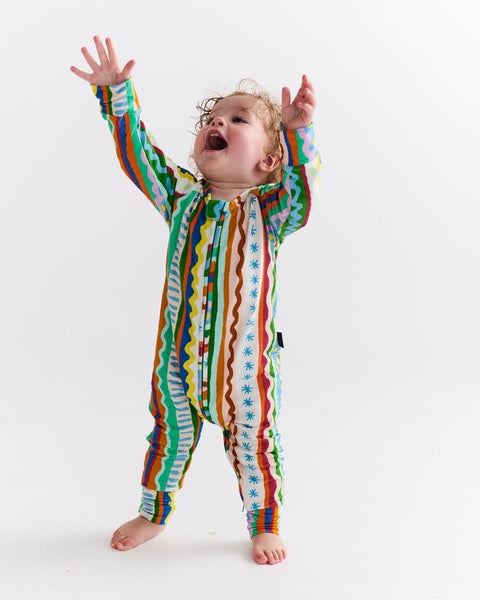 Kip & Co - Organic Long Sleeve Zip Romper / Beach Patterns