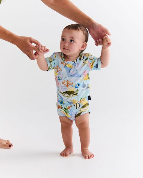 Kip & Co - Organic Short Sleeve Romper / Reef Life