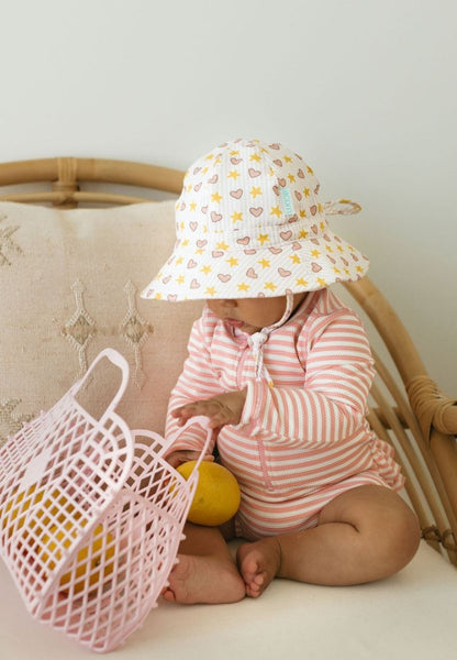 Acorn - Stretch Cotton Wide Brim Sunhat / Love and Stars