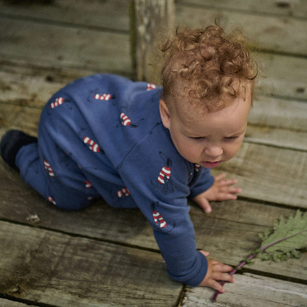 Nature Baby - Long Sleeve Juno Romper / Best Friend Indigo Print